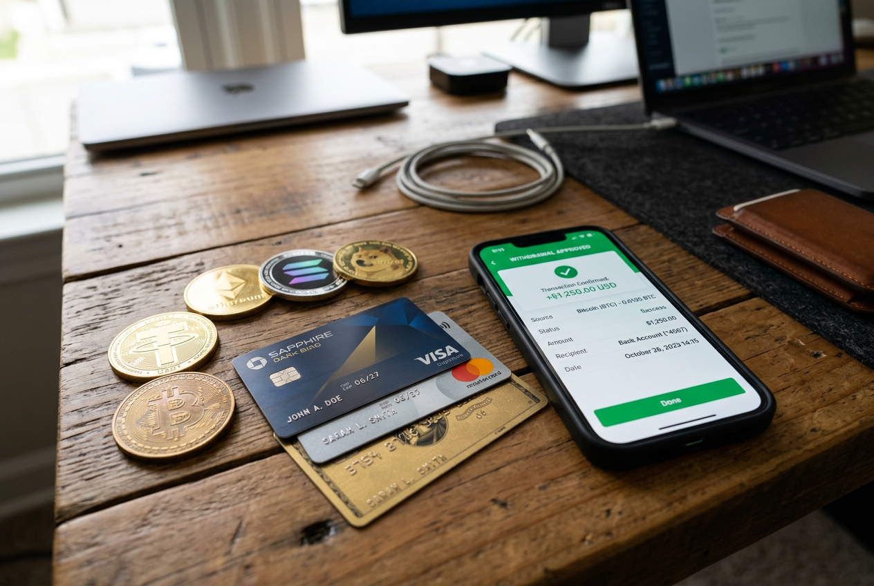 Secure withdrawal and crypto payout processing graphics